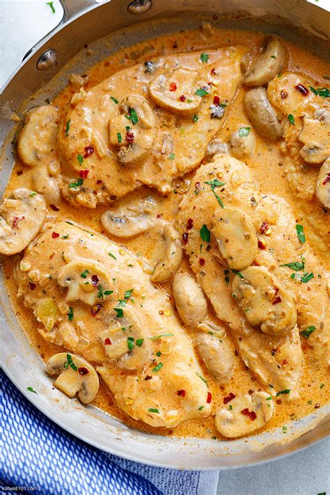 Creamy Garlic Parmesan Chicken Breasts﻿ Recipe with Mushrooms – Chicken Breasts Recipe — Eatwell101