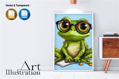 A Cartoon Frog Wearing Glasses Graphic by ARUNA · Creative Fabrica