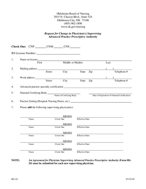 Oklahoma Board of Nursing Supervising Physician 2018-2024 Form - Fill Out and Sign Printable PDF ...