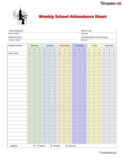 43 Free Printable Attendance Sheet Templates - TemplateLab