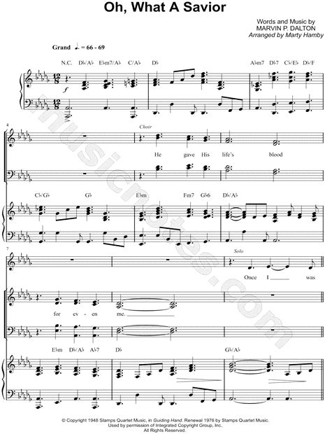 Marvin P. Dalton "O What a Savior" (arr. Marty Hamby) SATB Choir + Piano Choral Sheet Music in ...