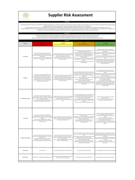 Supplier - Risk - Assessment - Simple Form | PDF | Sustainability | Corporate Social Responsibility