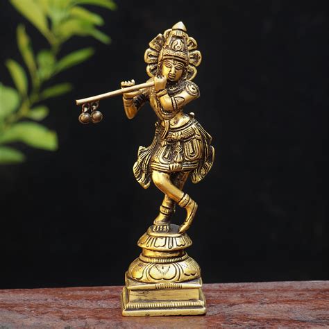 Beautiful Krishna Brass Statue - Buy exclusive brass statues ...