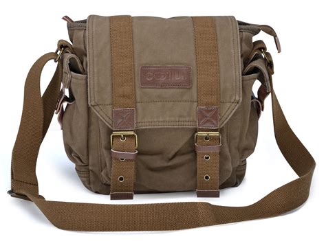 Gootium Vintage Canvas Messenger Bag Men’s Shoulder Bag School Satchel, Army Green - Walmart.com