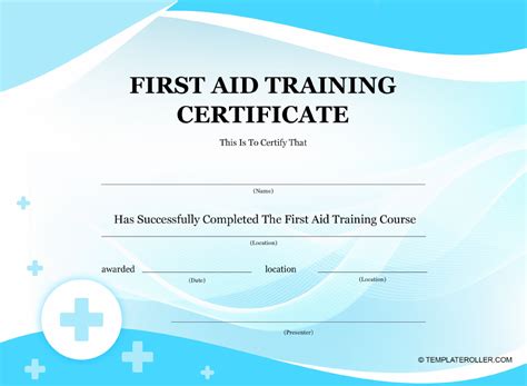 First Aid Training Certificate Template