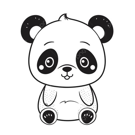 Cute Cartoon Panda Bear Cartoon Character Isolated Illustration For Poster Or Web Design Outline ...