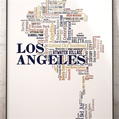 Los Angeles Map Art, Los Angeles Art Print, Los Angeles Neighborhood ...