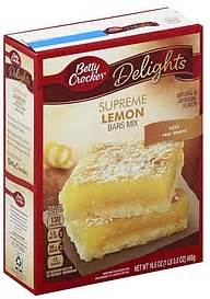 Betty Crocker Bars Mix Lemon 16.5 oz Nutrition Information | ShopWell