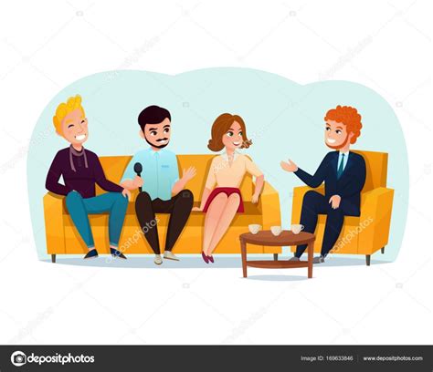 Talk Show Participants Illustration — Stock Vector © macrovector #169633846