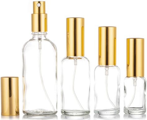 Clear Glass (Fine Mist) Spray Bottle, GOLD Aluminium Top