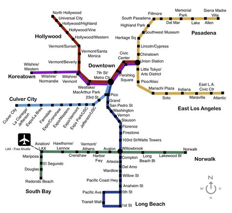Los Angeles Metro Rail Map | Metro rail, Metro rail map, Southern california map