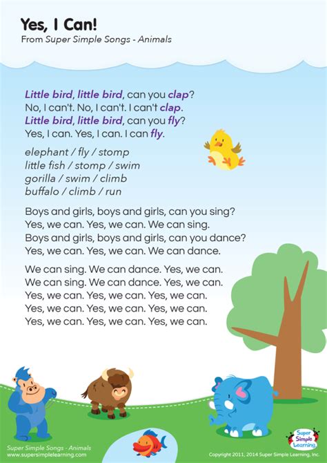 Yes, I Can! Lyrics Poster - Super Simple