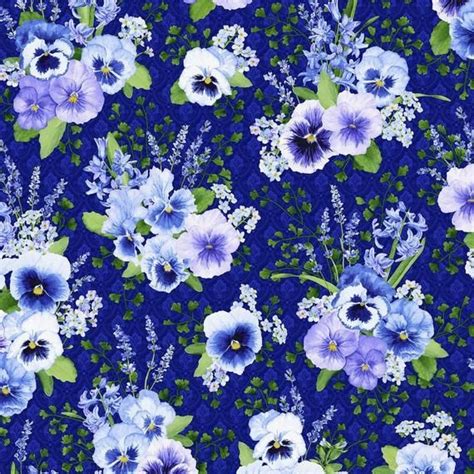 Bloomfield Ave~Purple Pansy Bouquets on Purple~Cotton Fabric by RJR Fabrics | Pansies, Fabric ...