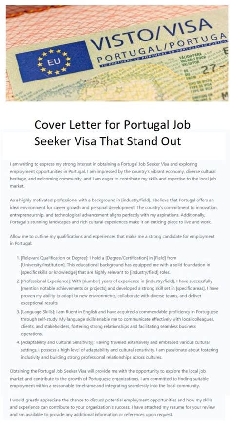 Seeking Opportunities: Cover Letter for Portugal Job Seeker Visa - medicalkidunya