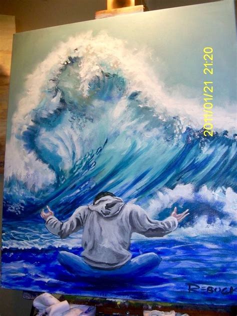 Man worshiping the Lord at the edge of God's glory crashing down like a wave. Prophetic art ...