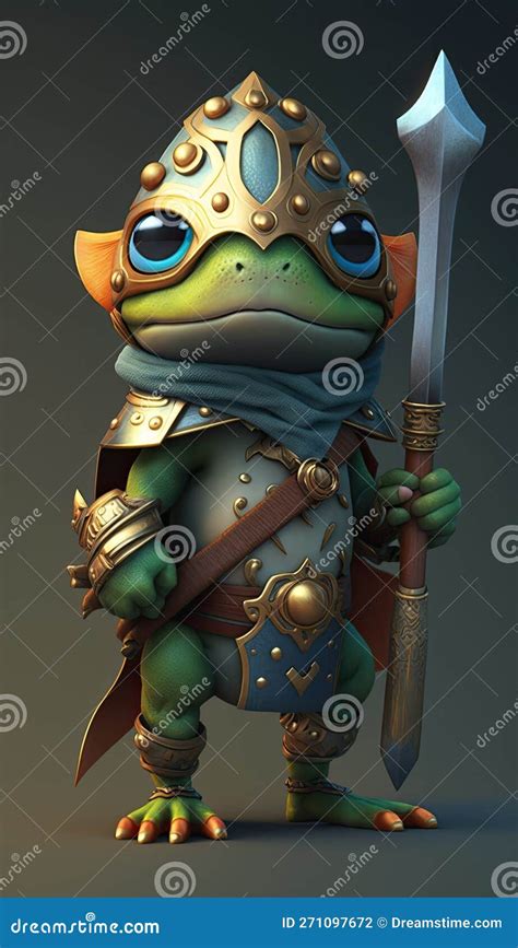 Cute Frog Animal Warrior 3D Game Model Generative AI Stock Illustration ...