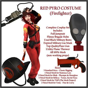 Second Life Marketplace - [umbrella] Red Pyro Cosplay Firefighter ...