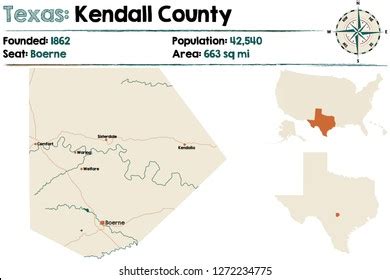 Detailed Map Kendall County Texas Usa Stock Vector (Royalty Free ...