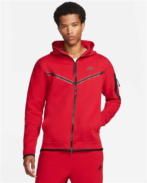 Nike Tech Fleece Hoodie and Jogger Pants in Gym Red Black