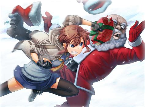 Anime picture original santa claus itou (onsoku tassha) short hair blue eyes brown hair ...