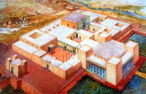 Reconstruction of the ancient palace at Susa. Note the position of the throne room, at the ...