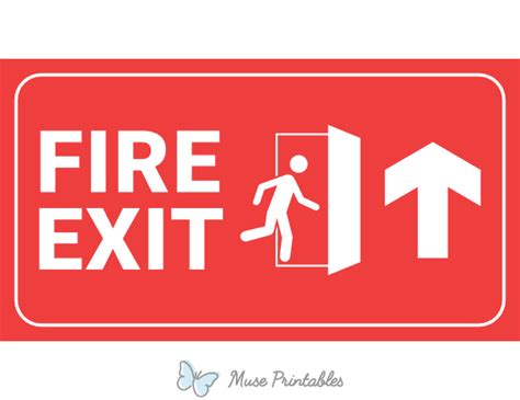 Printable Red Up Arrow Fire Exit Sign