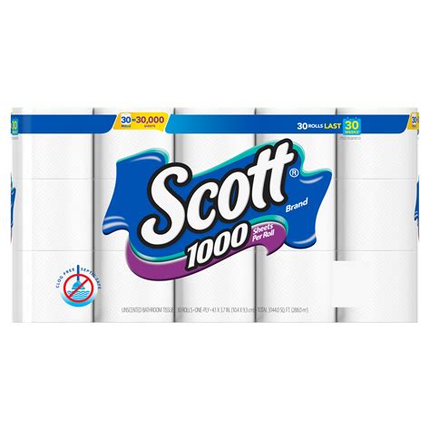 Scott Strong 1-Ply 1000 Sheets Per Roll Toilet Paper, 30 Rolls, Bath Tissue - Walmart.com