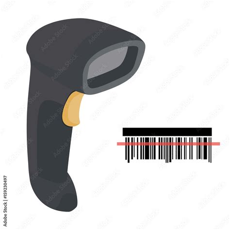 Barcode scanner scanning barcode. Bar code scanner icon. Handheld barcode scanner. Vector ...