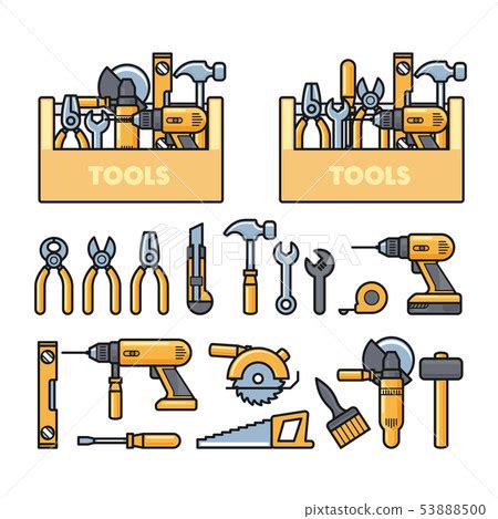 Work tools icons - toolbox, puncher, drill, - Stock Illustration ...