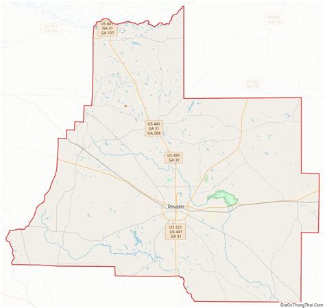 Map of Coffee County, Georgia - Thong Thai Real