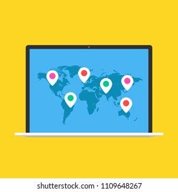 World Map Pins Laptop Map Tacks Stock Vector (Royalty Free) 1109648267 | Shutterstock