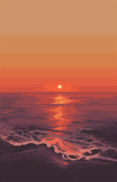 beach sunset - 23 colors : r/PixelArt