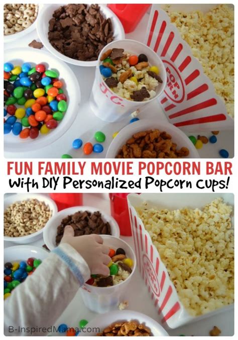 Family Movie Night Popcorn Bar + Personalized Popcorn Cups • B-Inspired ...