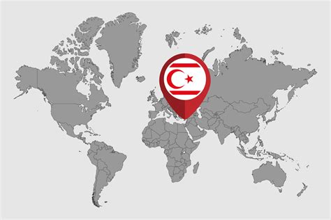 Pin map with North Northern Cyprus flag on world map. Vector illustration. 11223458 Vector Art ...