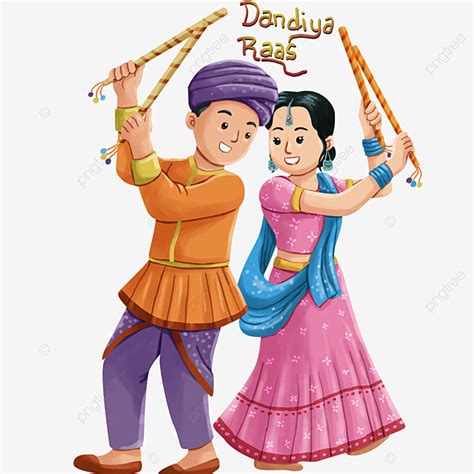 Dandiya Raas PNG Image, Dandiya Raas Dance Illustration, Dance Clipart ...