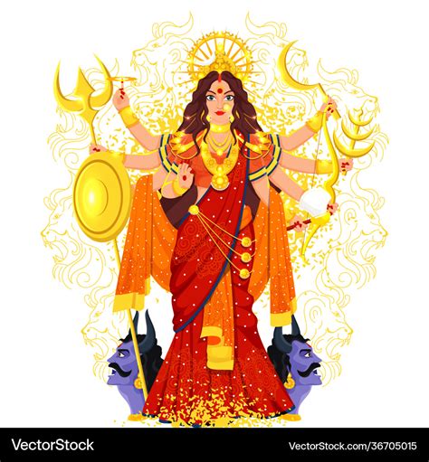 Hindu mythology goddess durga maa Royalty Free Vector Image