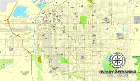 Lincoln Nebraska US printable vector street map: City Plan full ...