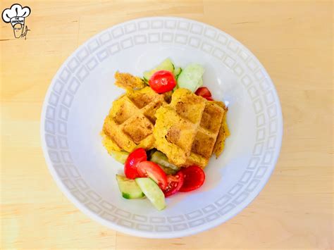 Falafel Waffle with Tomato Salad - Birdz of a Feather