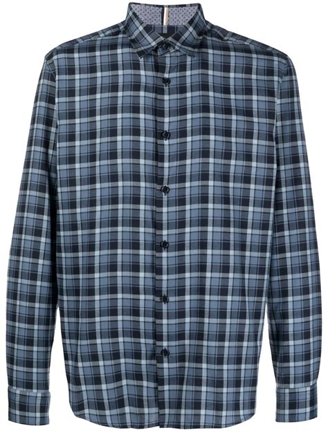 BOSS long-sleeve plaid-check Shirt - Farfetch