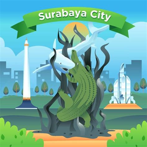 Surabaya City of Indonesia Famous Landmark | Surabaya, Famous landmarks, Digital art design