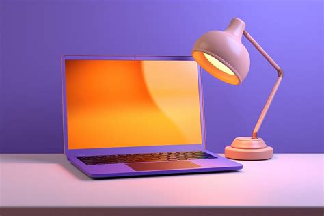 Computer laptop purple lamp. AI | Free Photo - rawpixel