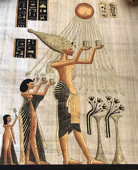 King Akhenaten and Wife Nefertiti Sacrifice to the Sun God Aten 25 X 35 - Etsy