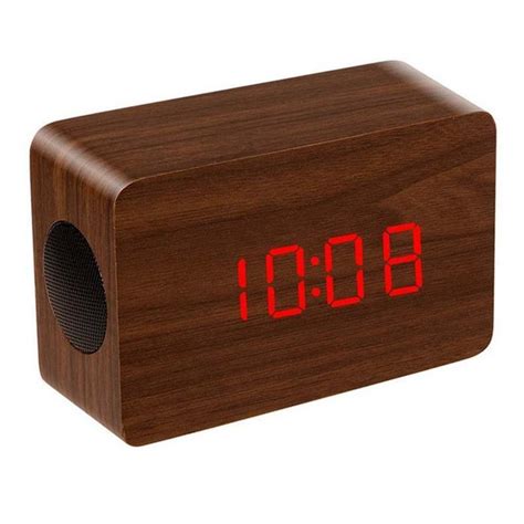 Rubility Wireless Bluetooth Wooden Speaker with LED Alarm Clock Display Mega Bass, Wireless ...