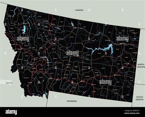 High detailed Montana road map with labeling Stock Vector Image & Art - Alamy