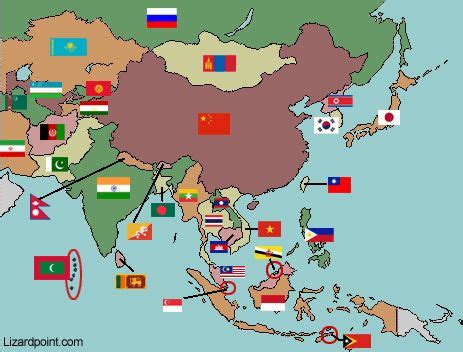 Test your geography knowledge: Asia: flags quiz | Asia map, Geography activities, Geography map