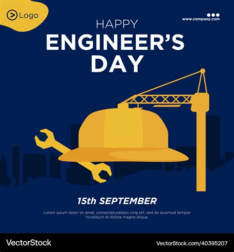 Banner design of happy engineers day Royalty Free Vector