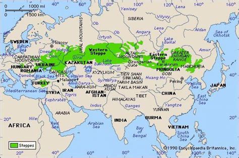 Russian steppes map - Map of Russian steppes (Eastern Europe - Europe)