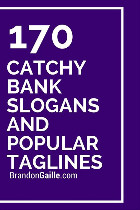 the text reads 70 catchy bank slogans and popular taglines on a purple ...