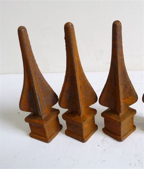 3 vintage Cast metal Finials Caps Wrought iron fence post