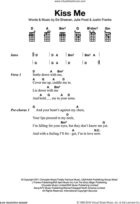 Kiss Me sheet music for ukulele (PDF)